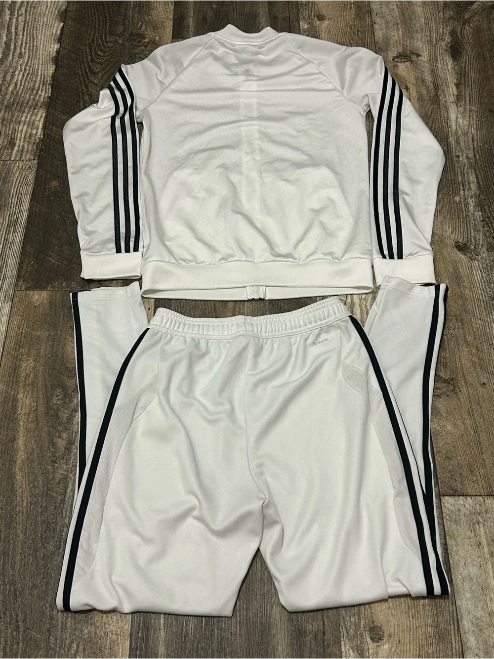 Adidas Essentials 3-Stripes Set Pants & Jacket Size S White Black  Full Zip